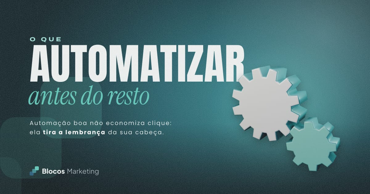 Capa com engrenagens encaixadas e o texto “O QUE AUTOMATIZAR antes do resto”