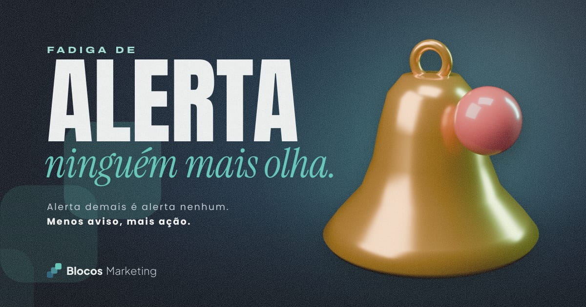 Capa com um sino de notificação com um ponto de alerta e o texto “FADIGA DE ALERTA ninguém mais olha.”