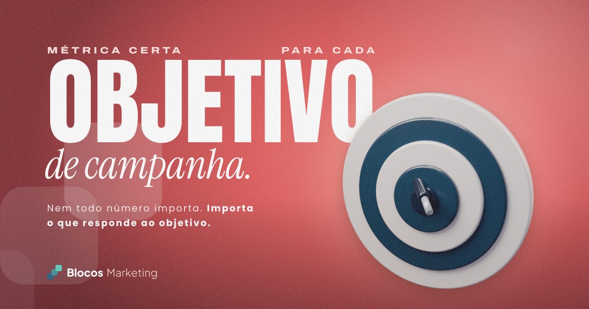 Capa com um alvo com um dardo no centro e o texto “MÉTRICA CERTA PARA CADA OBJETIVO de campanha.”